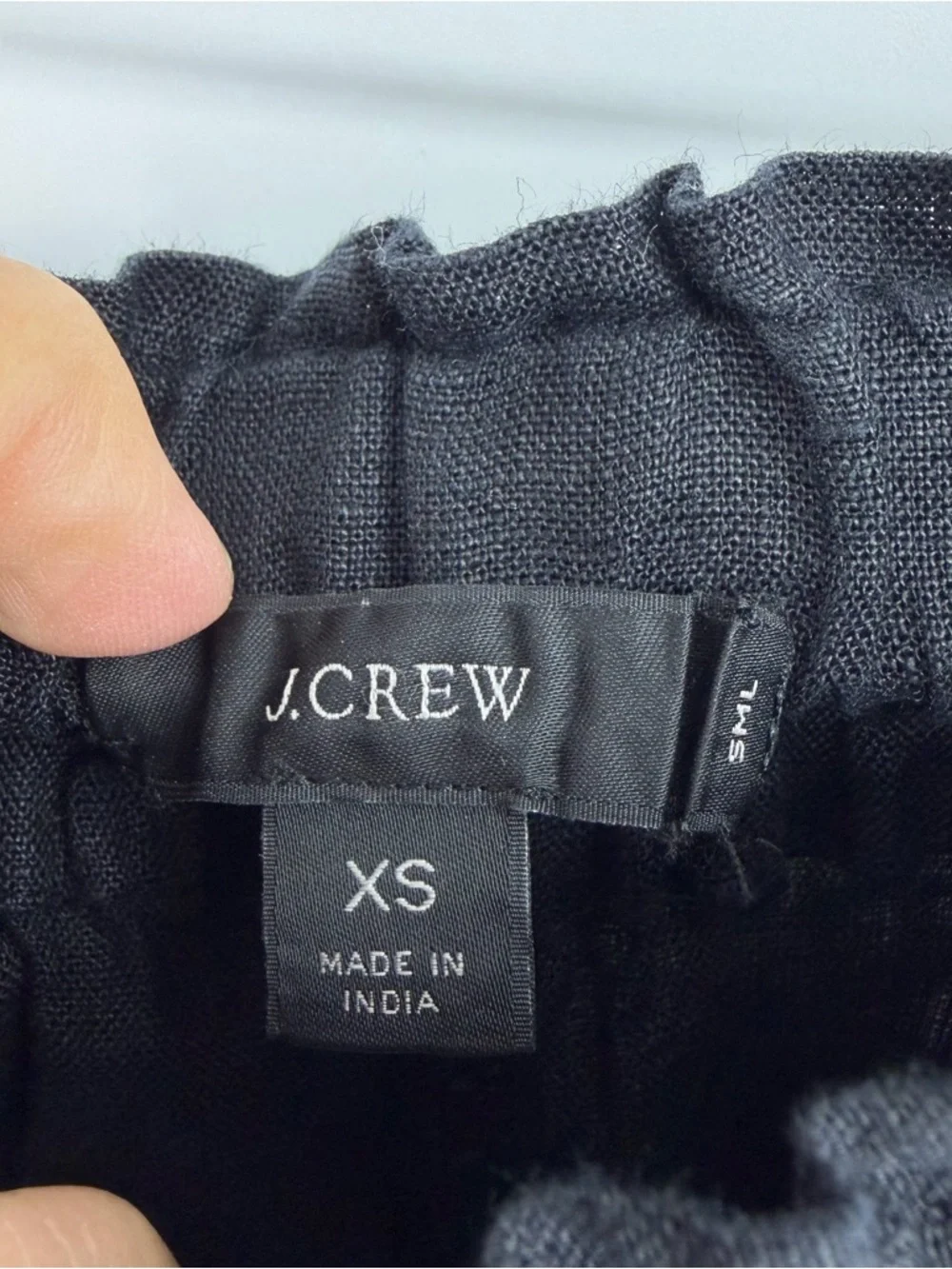 J CREW‎ sz XS Pull-On Black Linen Shorts BH823 Elastic Waist Pockets Preppy
